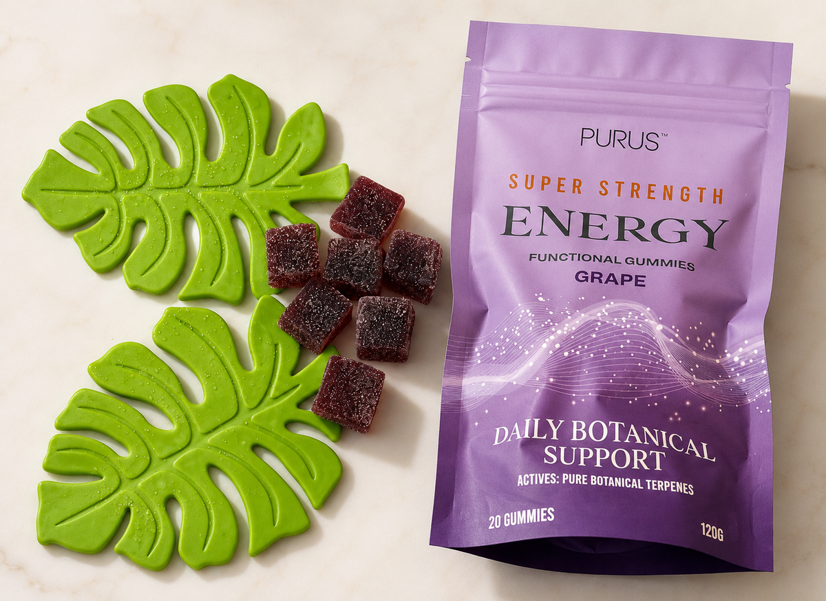 Energy Grape gummies detail